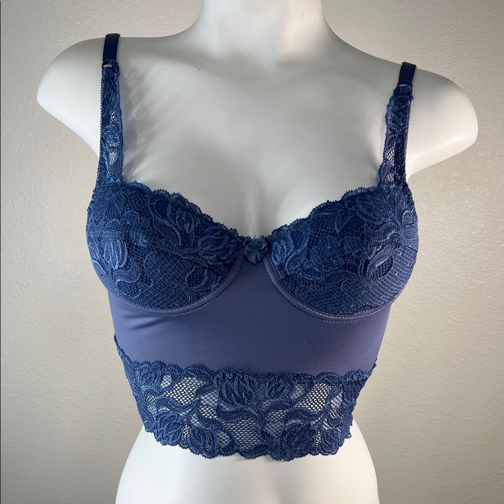 Ascension Midnight Blue Lace Longline Bra Sz 34